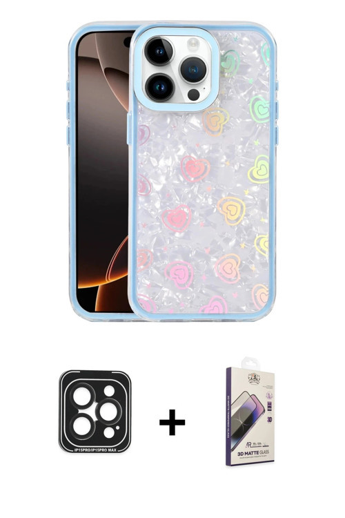 ieg™ iPhone 15 Pro Max Kılıf Odak Prime - Siyah Bilvis 3D Mat Cam Ekran Koruyucu + Siyah PVD Metal K