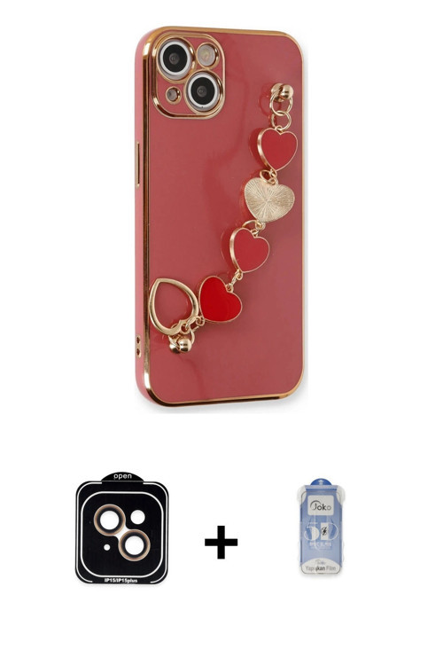 ieg™ iPhone 14 Kılıf Nova Işık Prime - Siyah Joko Magic 5D Cam + Turuncu PVD Metal Kamera Lens