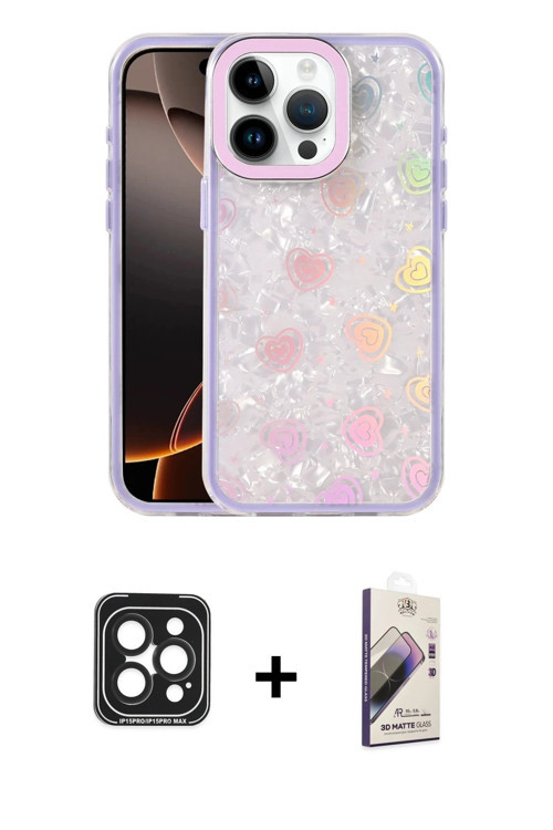 ieg™ iPhone 15 Pro Max Kılıf Odak Prime - Siyah Bilvis 3D Mat Cam Ekran Koruyucu + Siyah PVD Metal K