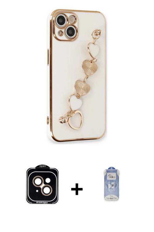 ieg™ iPhone 14 Kılıf Nova Işık Prime - Siyah Joko Magic 5D Cam + Turuncu PVD Metal Kamera Lens