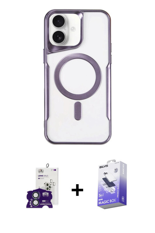 iPhone 16 Kılıf Yadigar Klasik Özel Seri - Siyah Bilvis 5in1 5D Magic Hayalet Cam Ekran Koruyuc