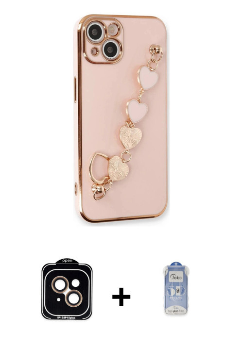 ieg™ iPhone 14 Kılıf Nova Işık Prime - Siyah Joko Magic 5D Cam + Turuncu PVD Metal Kamera Lens