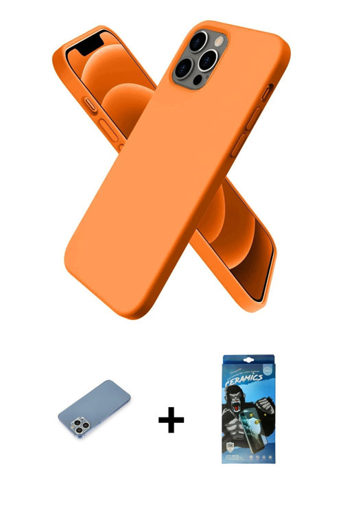 ieg™ iPhone 12 Pro Max Kılıf Kozmos Yansıma Özel Seri - Siyah 34D Izgaralı Cam + Gümüş Shine Kamera