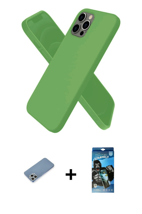 ieg™ iPhone 12 Pro Max Kılıf Kozmos Yansıma Özel Seri - Siyah 34D Izgaralı Cam + Gümüş Shine Kamera