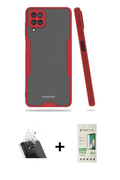 ieg™ Galaxy A22 Kılıf Atlas Asil Serisi - Siyah 20D Premium Cam Ekran Koruyucu + Şeffaf Kamera Lens