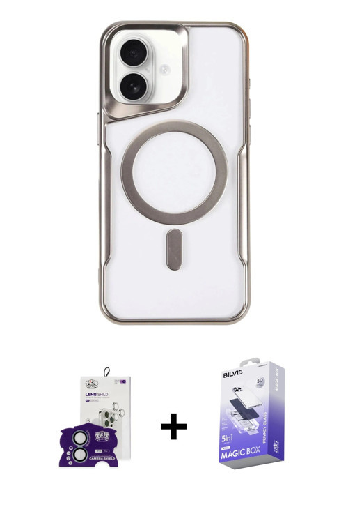 iPhone 16 Kılıf Yadigar Klasik Özel Seri - Siyah Bilvis 5in1 5D Magic Hayalet Cam Ekran Koruyuc