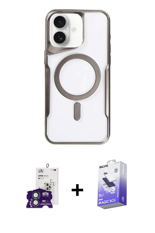 iPhone 16 Kılıf Yadigar Klasik Özel Seri - Siyah Bilvis 5in1 5D Magic Hayalet Cam Ekran Koruyuc