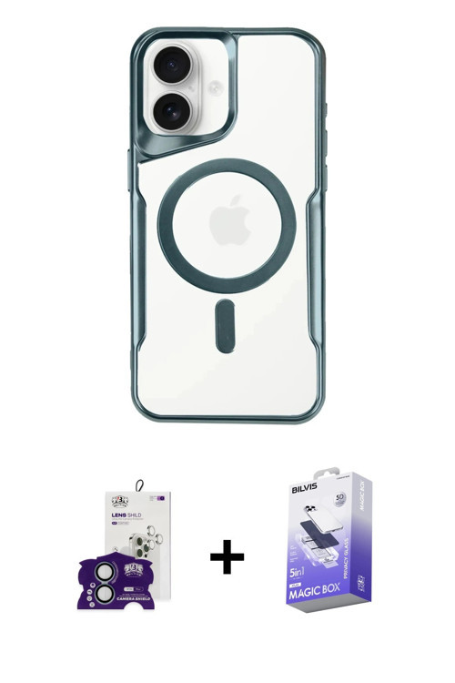 iPhone 16 Kılıf Yadigar Klasik Özel Seri - Siyah Bilvis 5in1 5D Magic Hayalet Cam Ekran Koruyuc