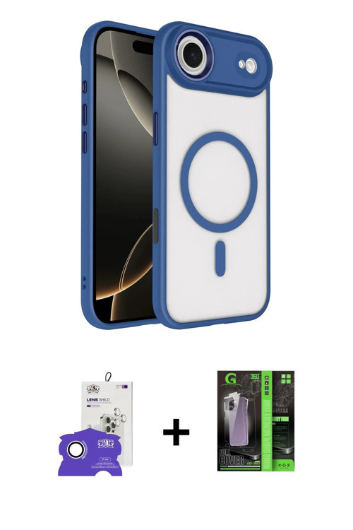ieg™ iPhone 17 Air Kılıf Kıvılcım Prime - Şeffaf 360 Full Body Arka Koruyucu + Gümüş Bilvis Titan Ka