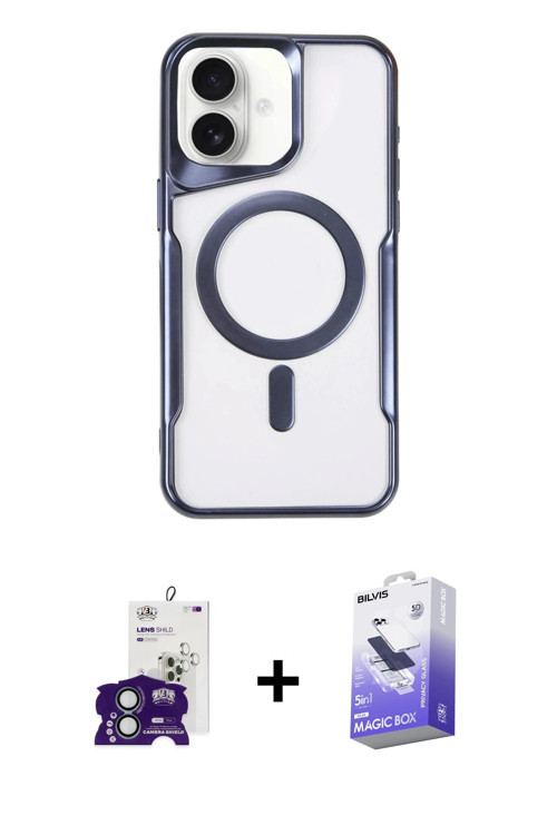 iPhone 16 Kılıf Yadigar Klasik Özel Seri - Siyah Bilvis 5in1 5D Magic Hayalet Cam Ekran Koruyuc
