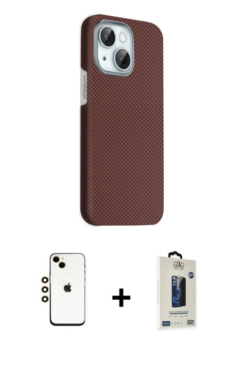 ieg™ iPhone 14 Kılıf Kozmos Klasik Prime - Siyah Bilvis Hayalet Cam Ekran Koruyucu + Gold Shine Kame