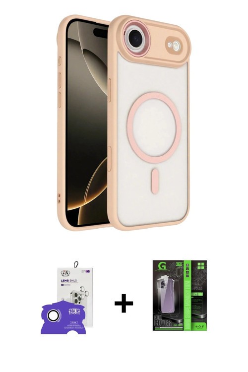 ieg™ iPhone 17 Air Kılıf Kıvılcım Prime - Şeffaf 360 Full Body Arka Koruyucu + Gümüş Bilvis Titan Ka