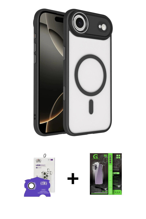 ieg™ iPhone 17 Air Kılıf Kıvılcım Prime - Şeffaf 360 Full Body Arka Koruyucu + Gümüş Bilvis Titan Ka