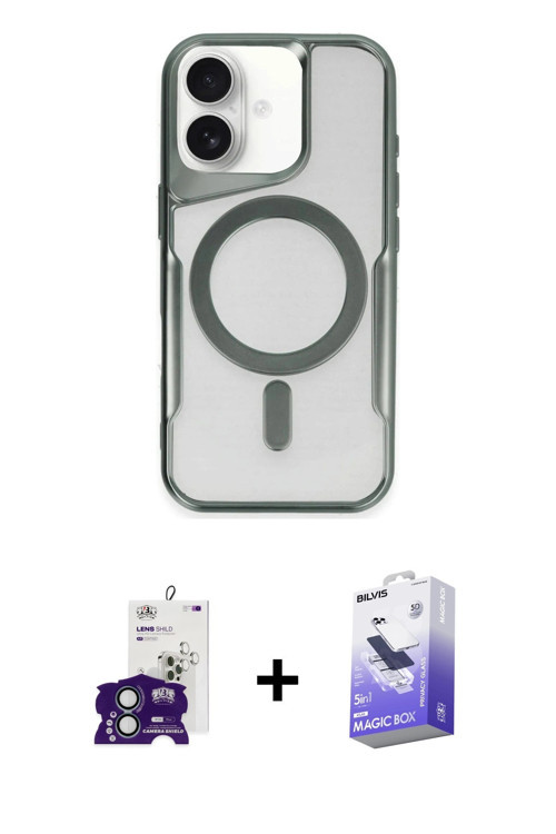 iPhone 16 Kılıf Yadigar Klasik Özel Seri - Siyah Bilvis 5in1 5D Magic Hayalet Cam Ekran Koruyuc