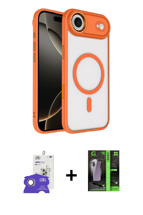 ieg™ iPhone 17 Air Kılıf Kıvılcım Prime - Şeffaf 360 Full Body Arka Koruyucu + Gümüş Bilvis Titan Ka