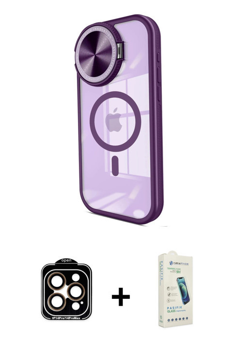 ieg™ iPhone 14 Pro Max Kılıf Kıvılcım Modern Koleksiyonu - Şeffaf Pasifik Cam Ekran Koruyucu + Turun