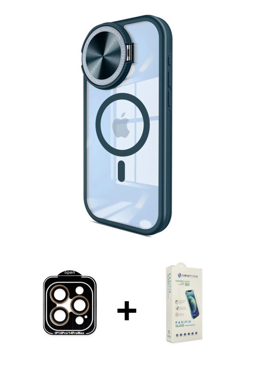 ieg™ iPhone 14 Pro Max Kılıf Kıvılcım Modern Koleksiyonu - Şeffaf Pasifik Cam Ekran Koruyucu + Turun