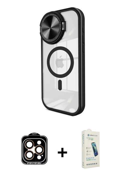 ieg™ iPhone 14 Pro Max Kılıf Kıvılcım Modern Koleksiyonu - Şeffaf Pasifik Cam Ekran Koruyucu + Turun