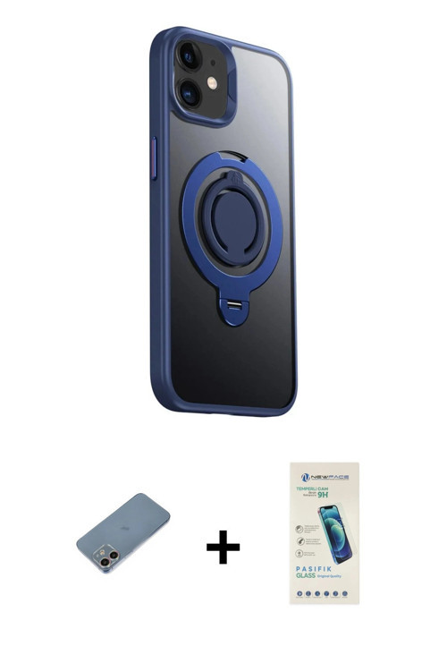 ieg™ iPhone 12 Kılıf Zirve Çizgi Prime - Şeffaf Pasifik Cam Ekran Koruyucu + Gökkuşağı Shine Kamera