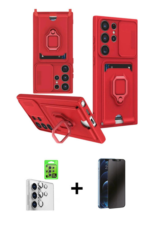 ieg™ Galaxy S25 Ultra Kılıf Vadi Form Prime - Siyah 3D Antistatik Hayalet Cam Ekran Koruyucu + Gümüş