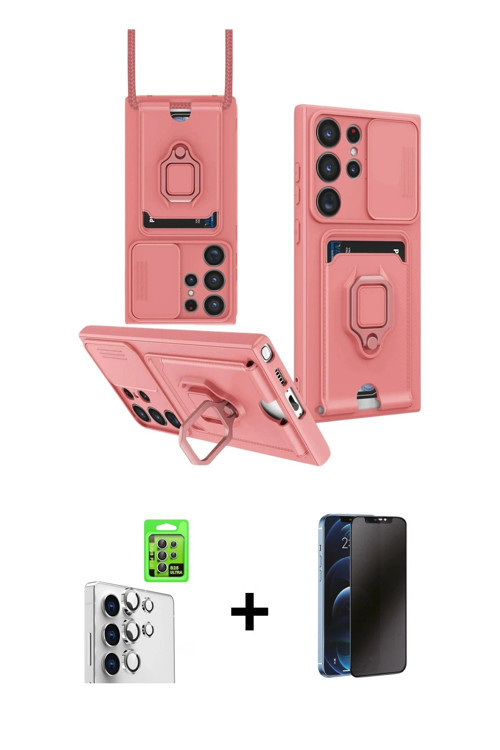 ieg™ Galaxy S25 Ultra Kılıf Vadi Form Prime - Siyah 3D Antistatik Hayalet Cam Ekran Koruyucu + Gümüş