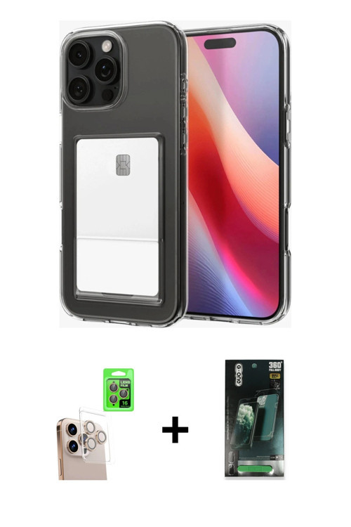 ieg™ iPhone 16 Pro Max Kılıf Doruk Klasik Koleksiyonu - Siyah 360 Mat Full Body Arka Koruyucu + Natu