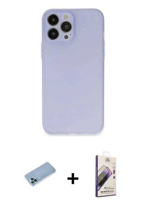 ieg™ iPhone 13 Pro Max Kılıf Atlas Minimal Prime - Siyah Bilvis 3D Mat Cam Ekran Koruyucu + Mavi Shi