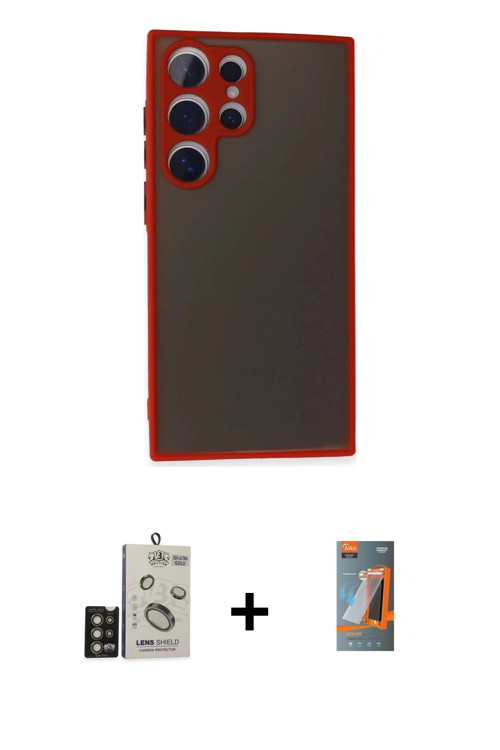 ieg™ Galaxy S24 Ultra Kılıf Ahenk Çizgi Serisi - Siyah AutoKit 5in1 Fiber Hayalet Polymer Nano Ekran
