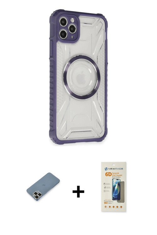 ieg™ iPhone 11 Pro Max Kılıf Kutup Modern - Siyah 6D Mat Seramik Hayalet Nano Ekran Koruyucu + Gold