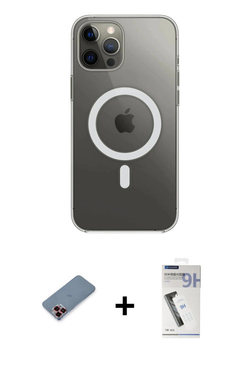 ieg™ iPhone 12 Pro Max Kılıf Ahenk Yansıma Prime - Şeffaf Uv Polymer Nano Ekran Koruyucu + Kırmızı M