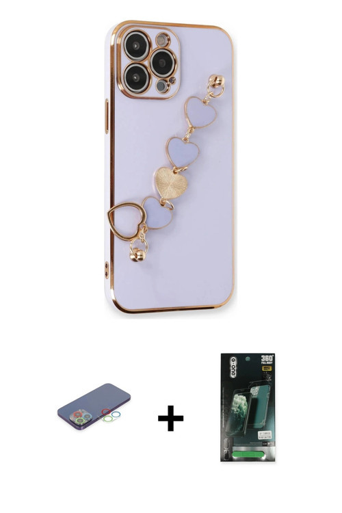 ieg™ iPhone 13 Pro Kılıf Nova Işık Prime - Şeffaf 360 Full Body Arka Koruyucu + Mavi Renkli Kamera L