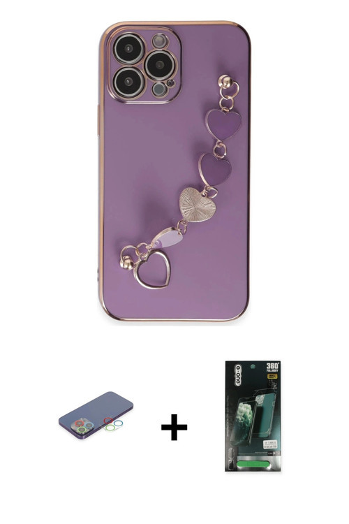ieg™ iPhone 13 Pro Kılıf Nova Işık Prime - Şeffaf 360 Full Body Arka Koruyucu + Mavi Renkli Kamera L