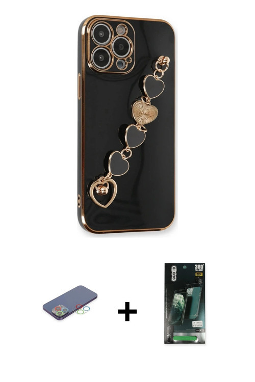 ieg™ iPhone 13 Pro Kılıf Nova Işık Prime - Şeffaf 360 Full Body Arka Koruyucu + Mavi Renkli Kamera L