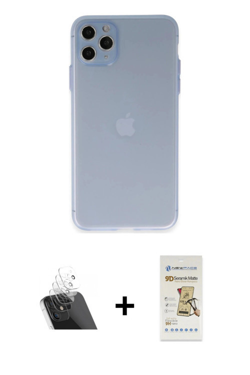 ieg™ iPhone 11 Pro Max Kılıf Atlas Minimal Prime - Siyah Mat Seramik Nano Ekran Koruyucu + Şeffaf Ka
