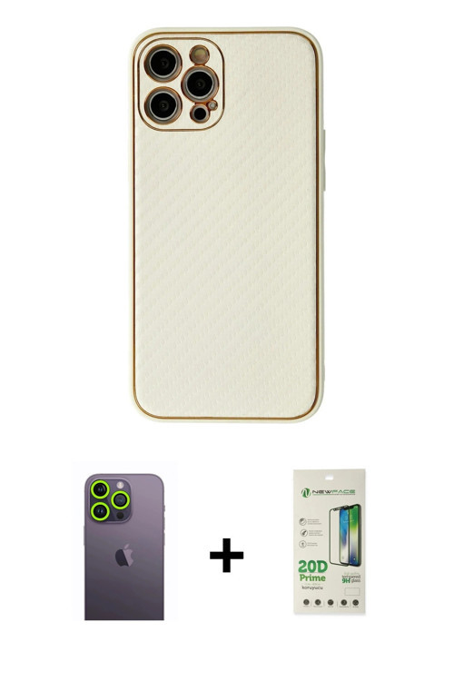 ieg™ iPhone 12 Pro Max Kılıf Ahenk Işık - Siyah 20D Premium Cam Ekran Koruyucu + Yeşil Neon Fosforlu