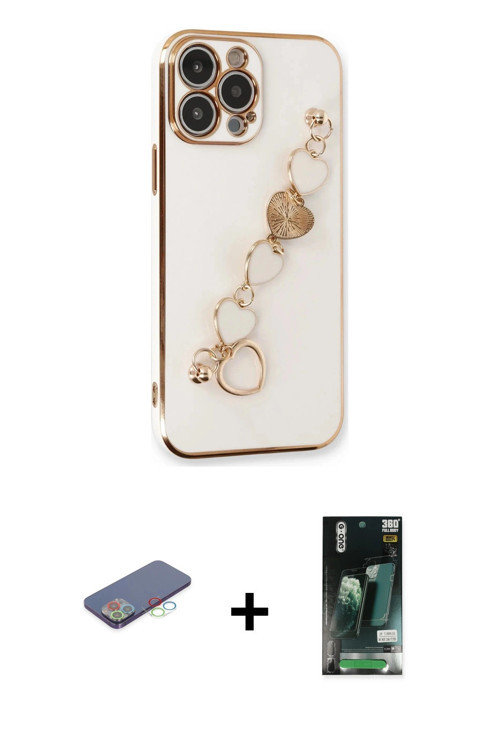 ieg™ iPhone 13 Pro Kılıf Nova Işık Prime - Şeffaf 360 Full Body Arka Koruyucu + Mavi Renkli Kamera L