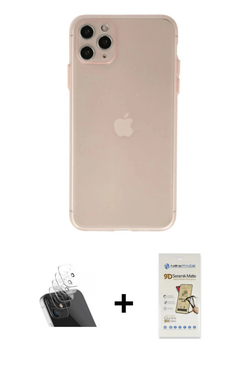 ieg™ iPhone 11 Pro Max Kılıf Atlas Minimal Prime - Siyah Mat Seramik Nano Ekran Koruyucu + Şeffaf Ka