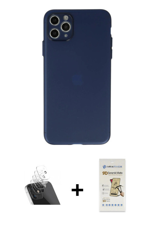 ieg™ iPhone 11 Pro Max Kılıf Atlas Minimal Prime - Siyah Mat Seramik Nano Ekran Koruyucu + Şeffaf Ka