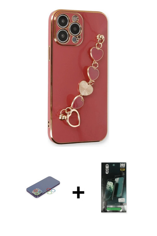ieg™ iPhone 13 Pro Kılıf Nova Işık Prime - Şeffaf 360 Full Body Arka Koruyucu + Mavi Renkli Kamera L