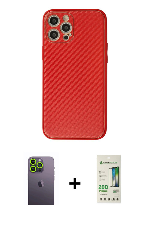 ieg™ iPhone 12 Pro Max Kılıf Ahenk Işık - Siyah 20D Premium Cam Ekran Koruyucu + Yeşil Neon Fosforlu