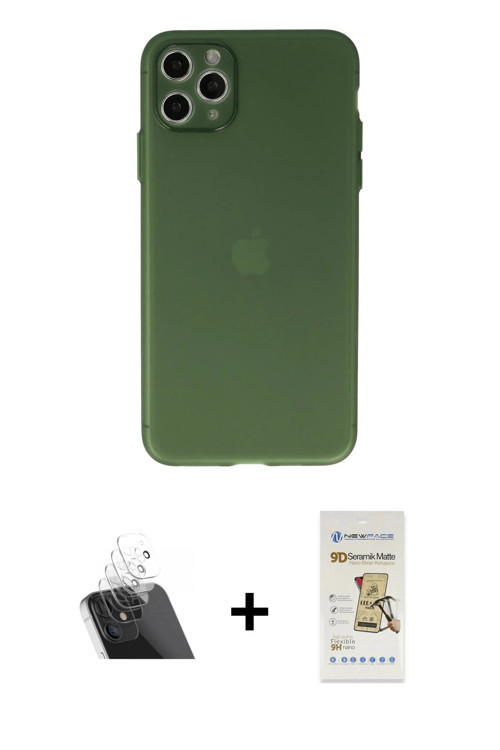 ieg™ iPhone 11 Pro Max Kılıf Atlas Minimal Prime - Siyah Mat Seramik Nano Ekran Koruyucu + Şeffaf Ka