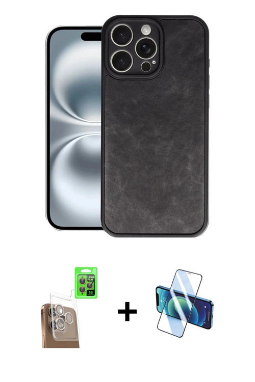 ieg™ iPhone 16 Pro Max Kılıf Kıvılcım Işık Serisi - Siyah 3D Antistatik Seramik Nano Ekran Koruyucu