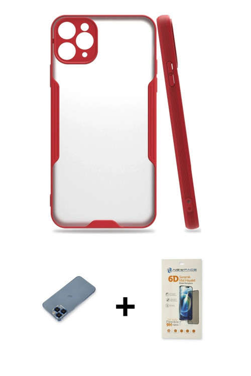 iPhone 11 Pro Max Kılıf Atlas Asil Serisi - Siyah 6D Mat Seramik Hayalet Nano Ekran Koruyucu +