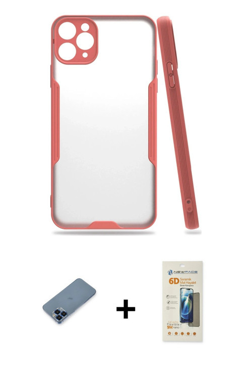 iPhone 11 Pro Max Kılıf Atlas Asil Serisi - Siyah 6D Mat Seramik Hayalet Nano Ekran Koruyucu +