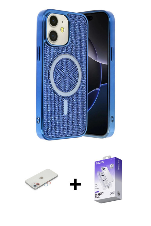 ieg™ iPhone 11 Kılıf Eksen Çizgi - Siyah Bilvis 5in1 3D Magic Cam Ekran Koruyucu + Pembe Renkli Kame