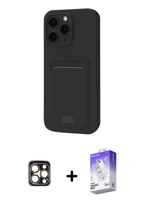 ieg™ iPhone 16 Pro Max Kılıf Vadi Çizgi Prime - Siyah Bilvis 5in1 3D Magic Cam Ekran Koruyucu + Gold