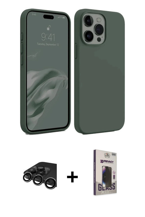 ieg™ iPhone 15 Pro Kılıf Kozmos Yansıma Özel Seri - Siyah Bilvis Hayalet Cam Ekran Koruyucu + Titany