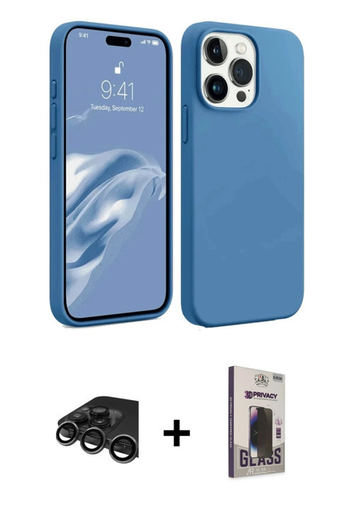 ieg™ iPhone 15 Pro Kılıf Kozmos Yansıma Özel Seri - Siyah Bilvis Hayalet Cam Ekran Koruyucu + Titany