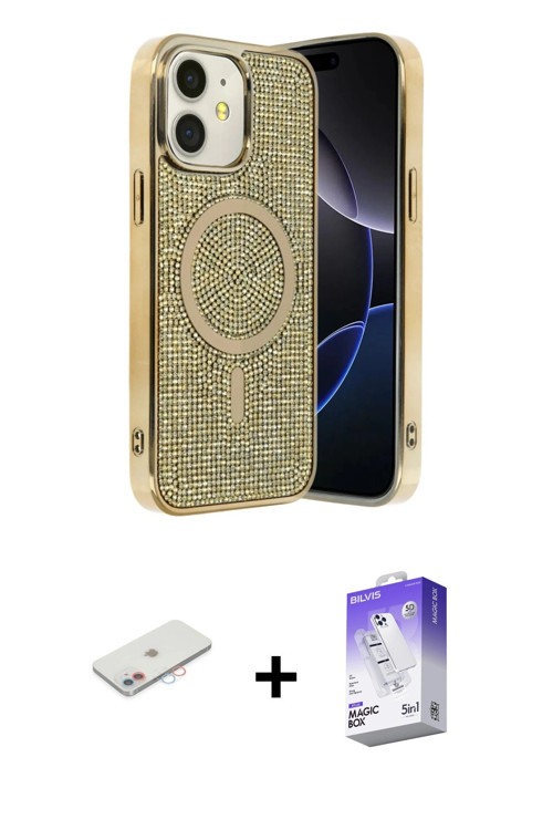 ieg™ iPhone 11 Kılıf Eksen Çizgi - Siyah Bilvis 5in1 3D Magic Cam Ekran Koruyucu + Pembe Renkli Kame