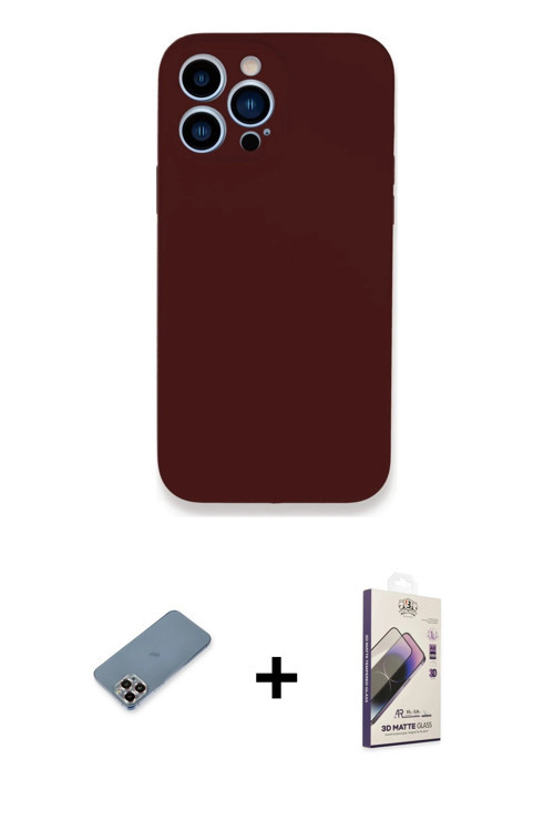 ieg™ iPhone 13 Pro Max Kılıf Zirve Modern Özel Seri - Siyah Bilvis 3D Mat Cam Ekran Koruyucu + Mor M
